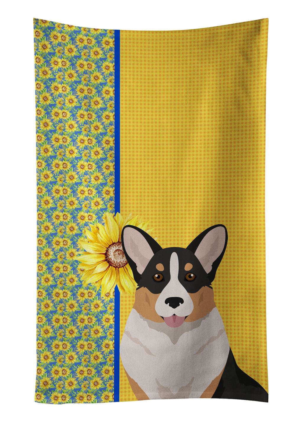 Buy this Summer Sunflowers Tricolor Cardigan Corgi Kitchen Towel