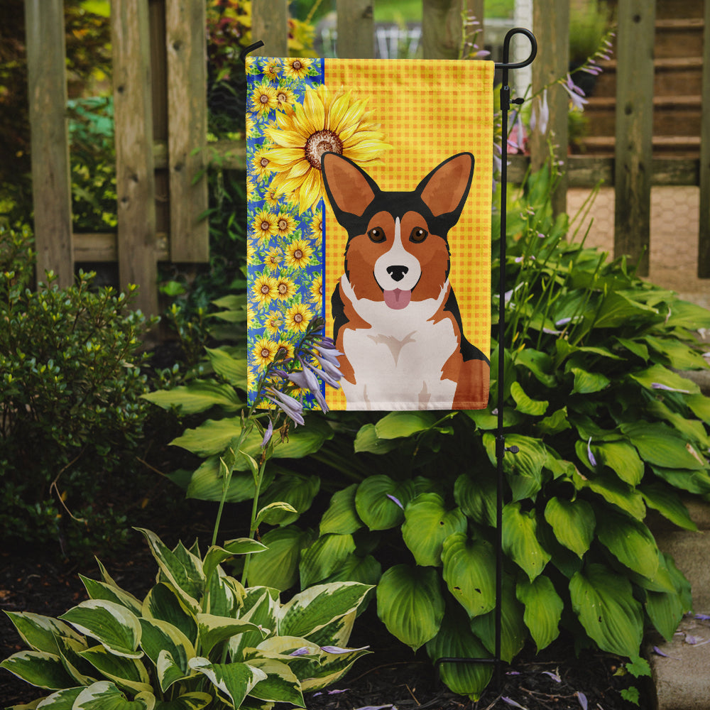 Summer Sunflowers Sable Pembroke Corgi Flag Garden Size  the-store.com.