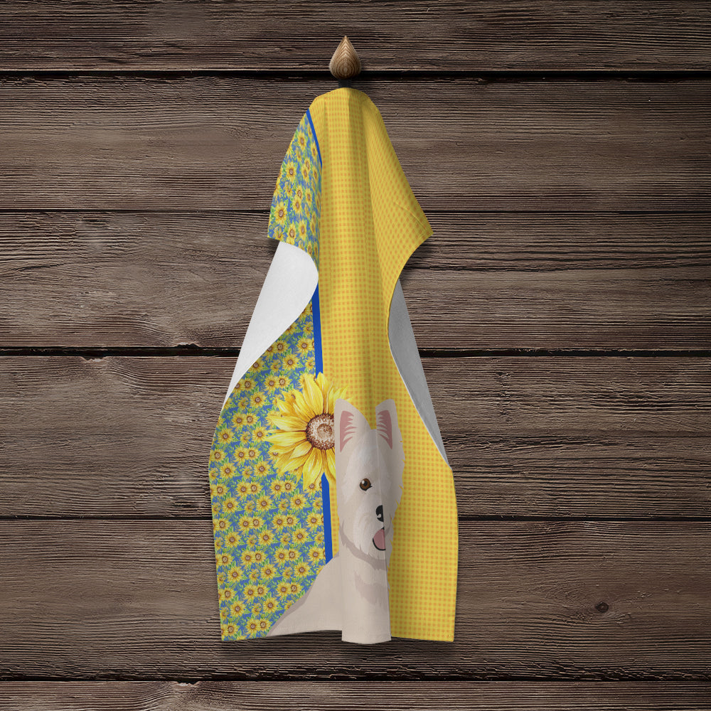 Summer Sunflowers Westie West Highland White Terrier Kitchen Towel - the-store.com