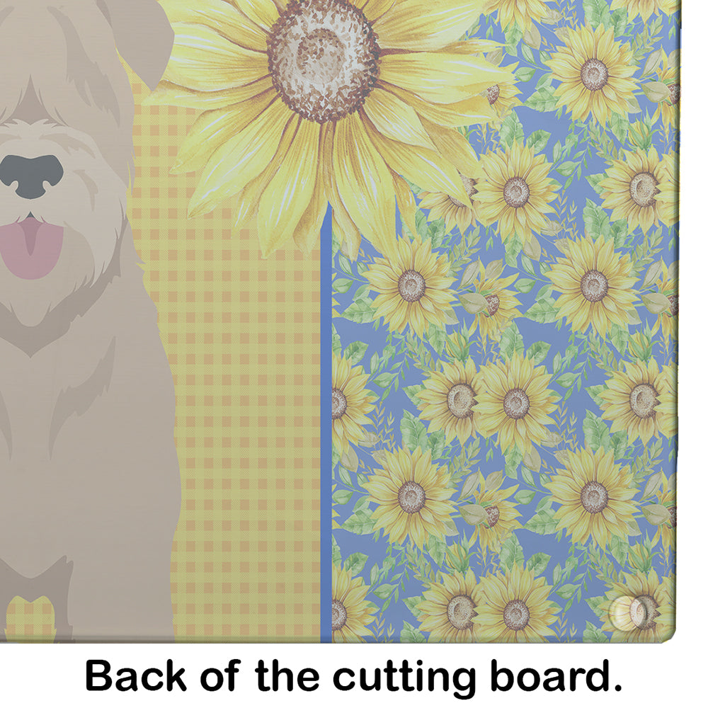 Summer Sunflowers Red Wheaten Terrier Glass Cutting Board Large - the-store.com