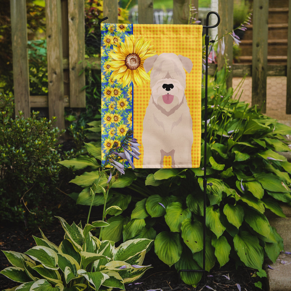 Summer Sunflowers Soft Coated Wheaten Terrier Flag Garden Size  the-store.com.