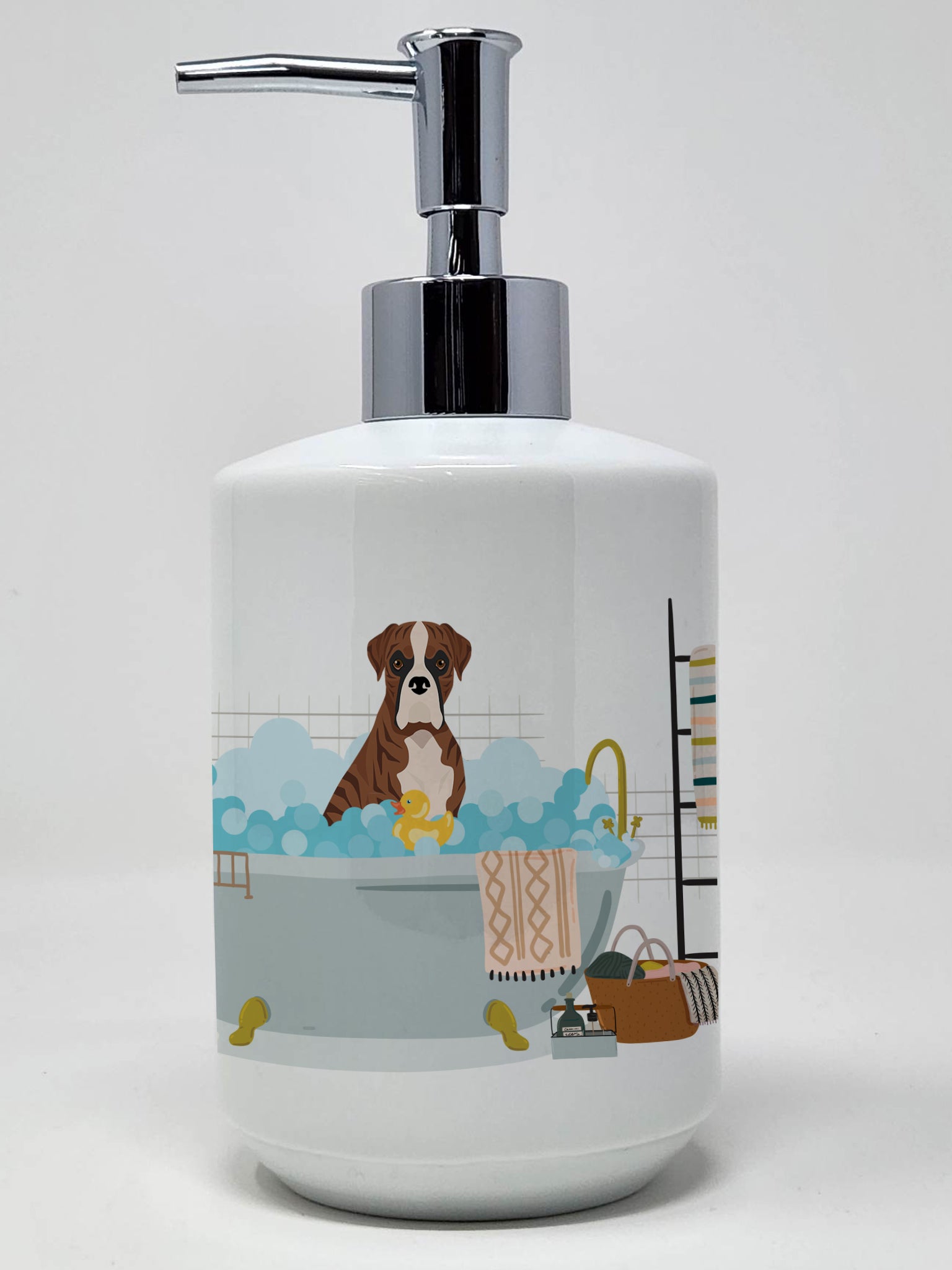 Buy this Natural Eared Red Brindle Boxer Ceramic Soap Dispenser