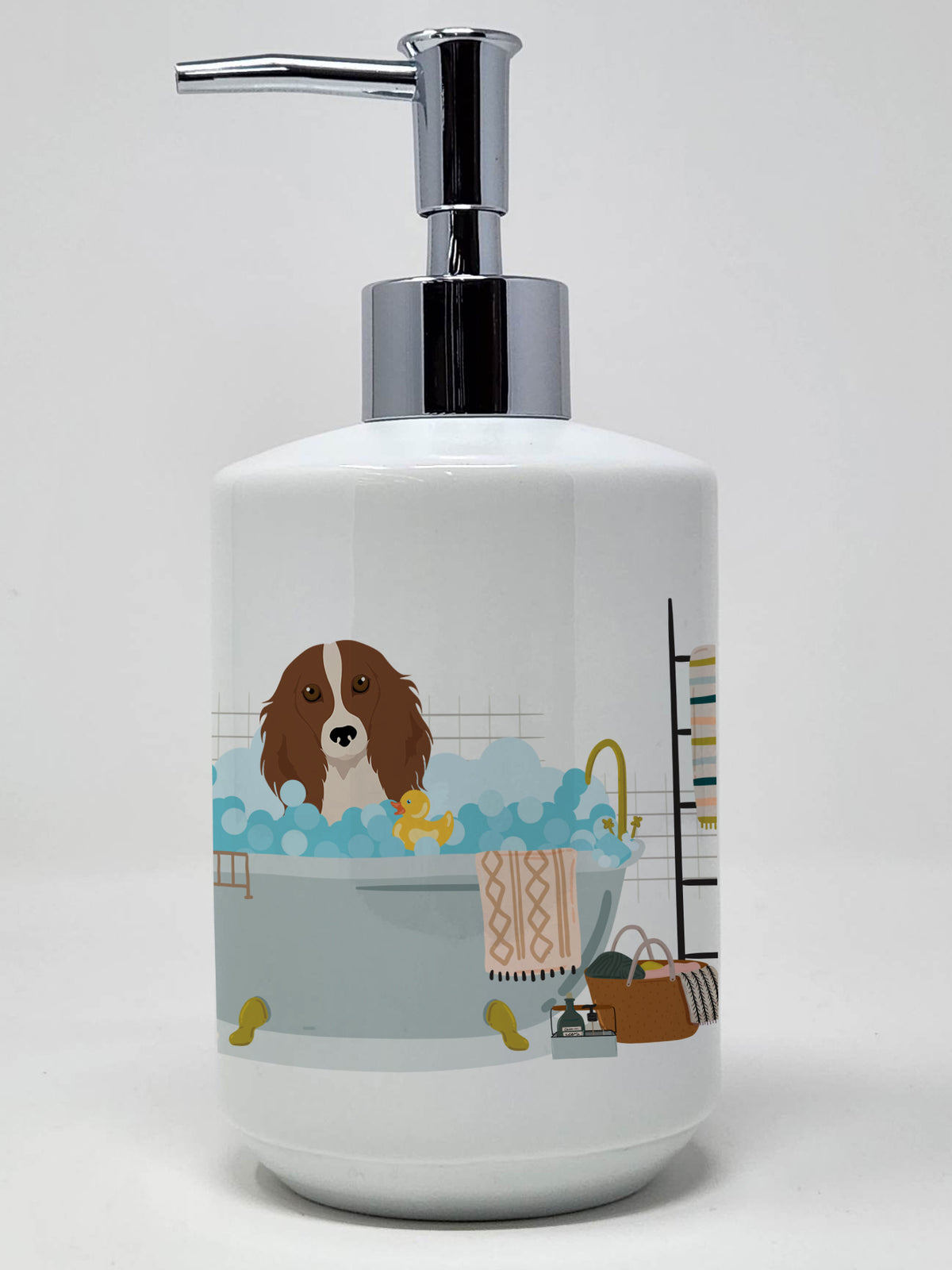 Buy this Longhair Red Pedbald Dachshund Ceramic Soap Dispenser