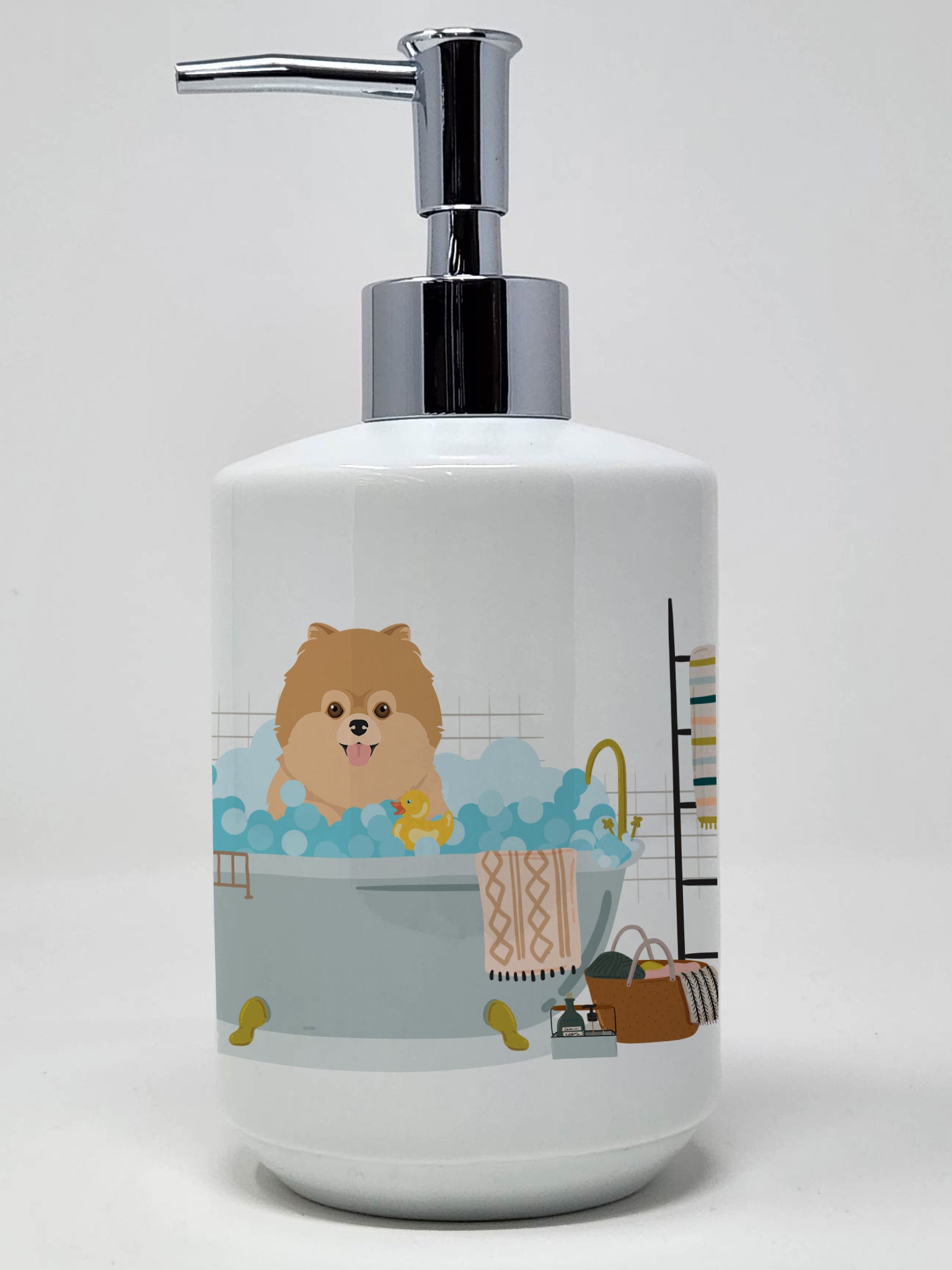 Buy this Orange Pomeranian Ceramic Soap Dispenser