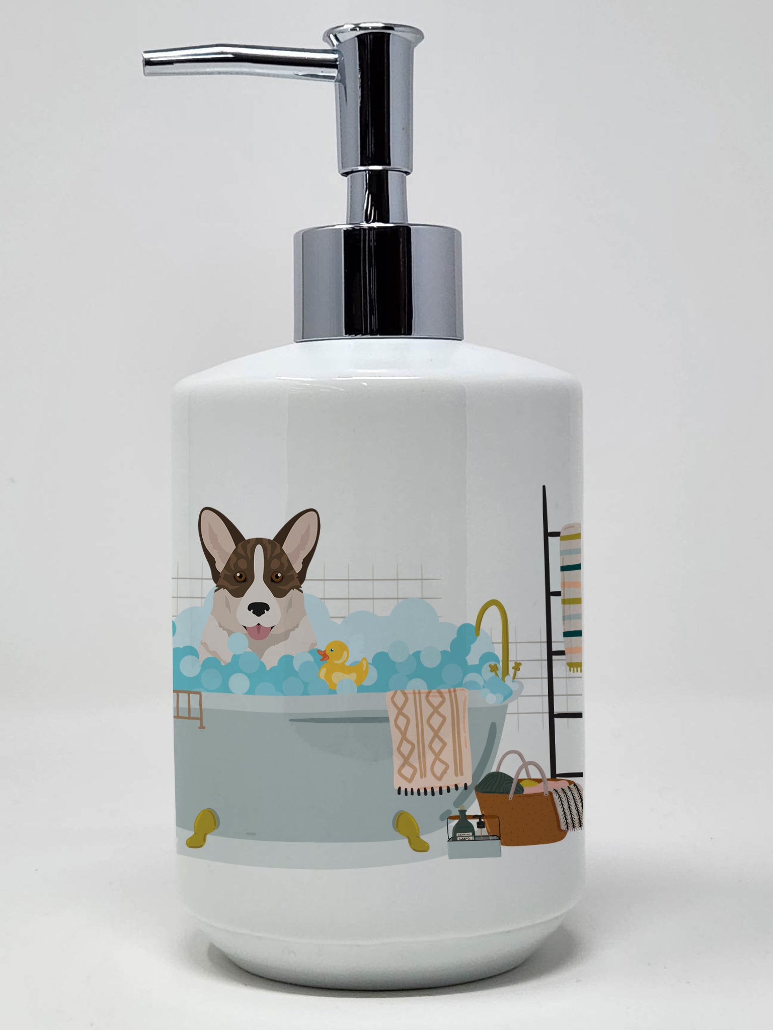 Buy this Brindle Cardigan Corgi Ceramic Soap Dispenser