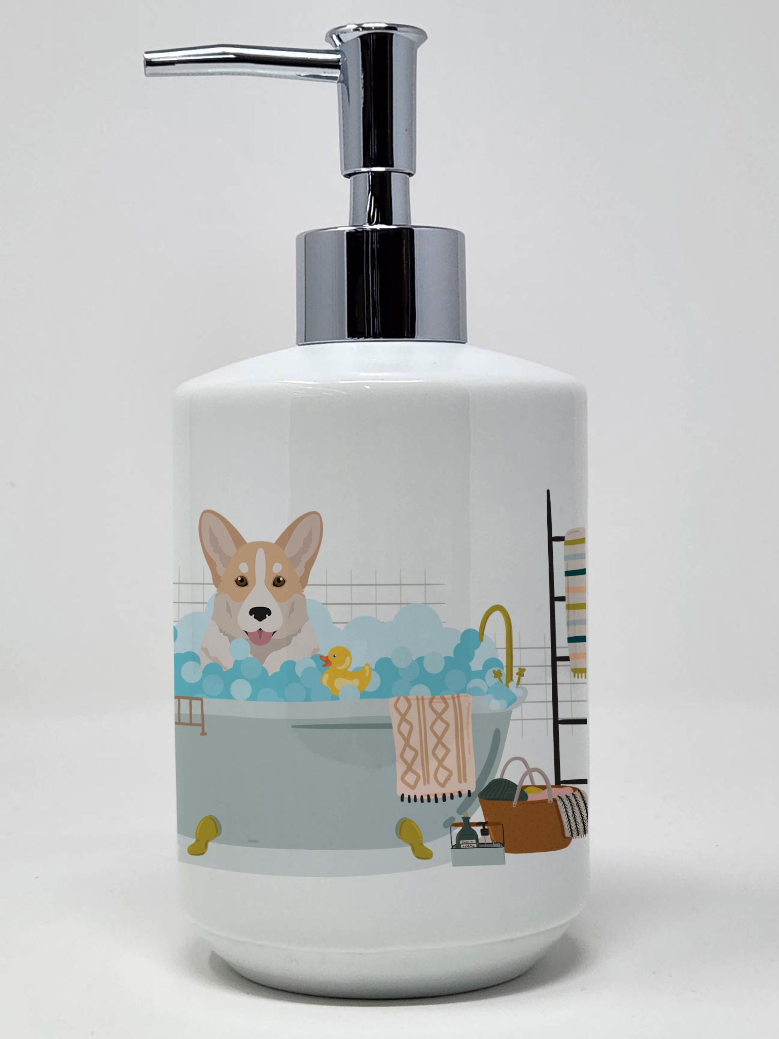 Buy this Fawn Cardigan Corgi Ceramic Soap Dispenser