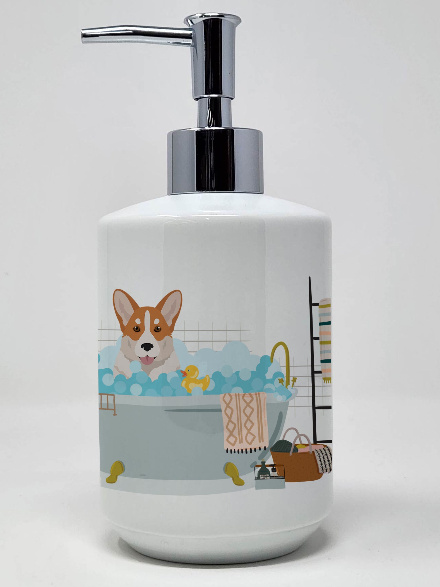 Buy this Red Cardigan Corgi Ceramic Soap Dispenser