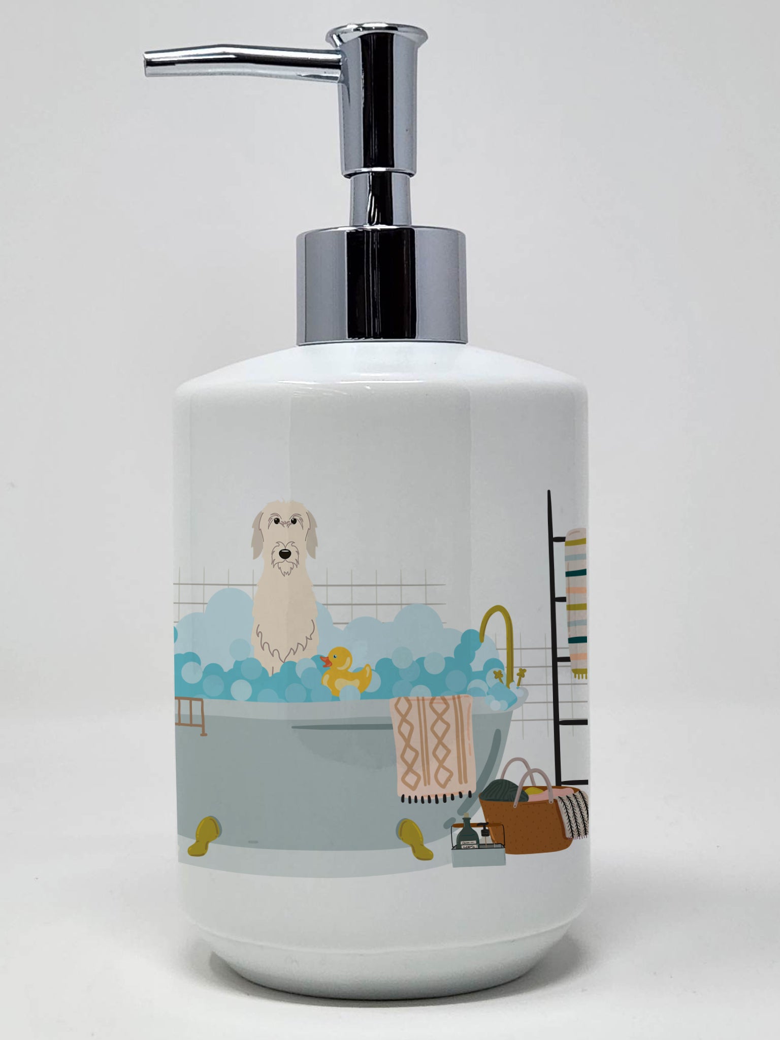 Buy this Irish Wolfhound in Bathtub Ceramic Soap Dispenser