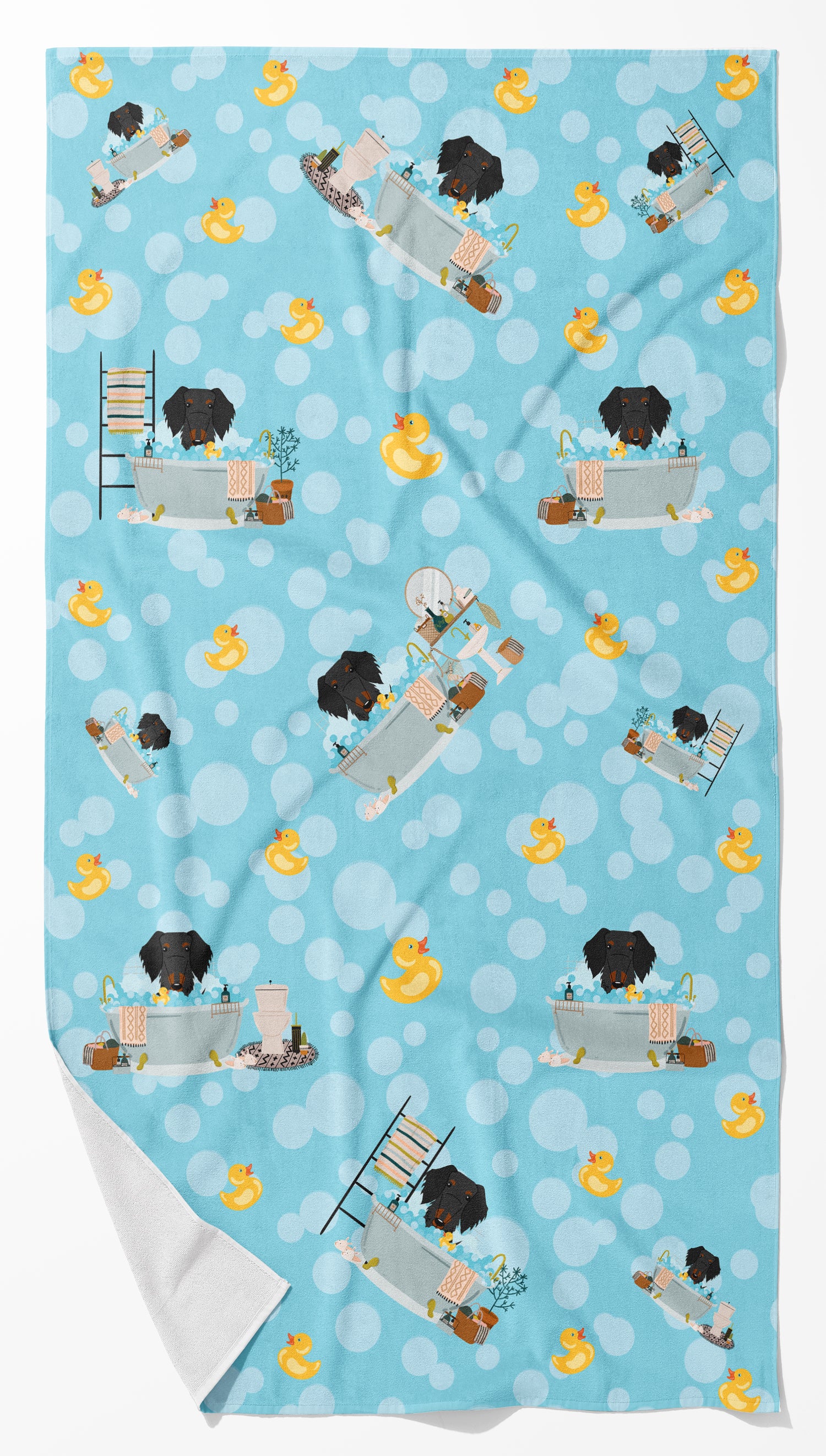 Buy this Black Tan Wire Haired Dachshund in Bathtub Bath Towel Large