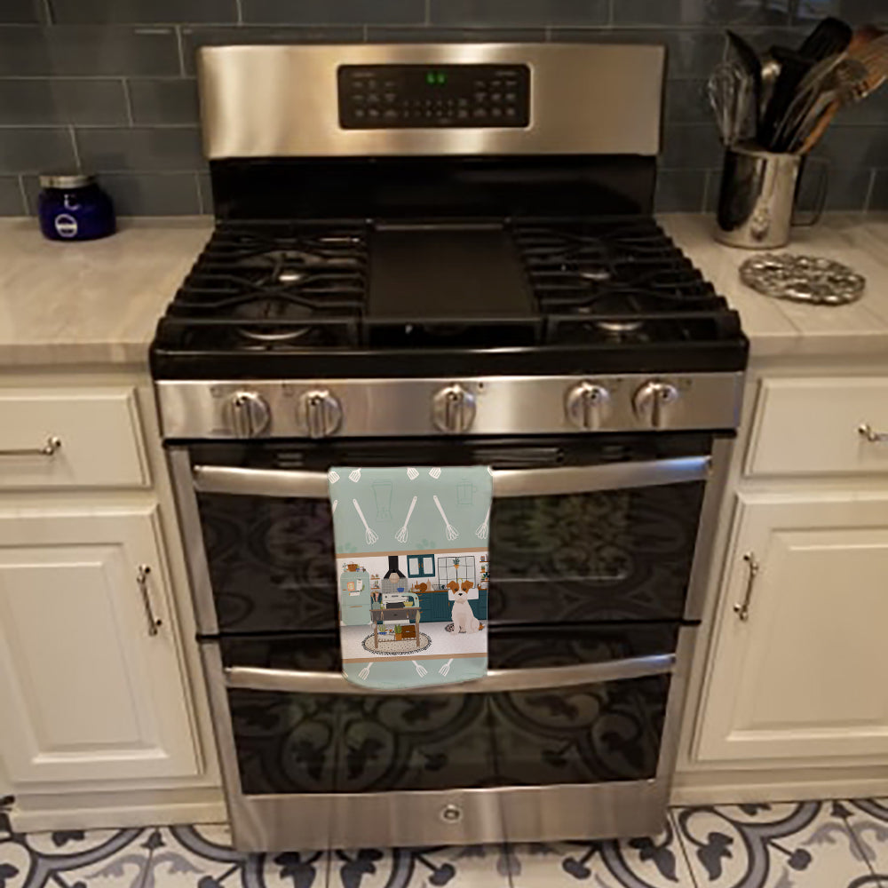 Brown White Wirehair Jack Russell Terrier in the Kitchen Kitchen Towel - the-store.com