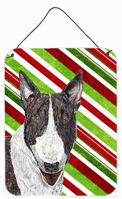 Bull Terrier Candy Cane Christmas Aluminium Metal Wall or Door Hanging Prints by Caroline's Treasures