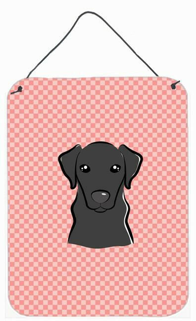 Checkerboard Pink Black Labrador Wall or Door Hanging Prints BB1235DS1216 by Caroline's Treasures