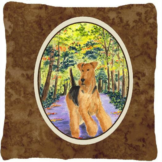 Airedale Decorative   Canvas Fabric Pillow by Caroline's Treasures