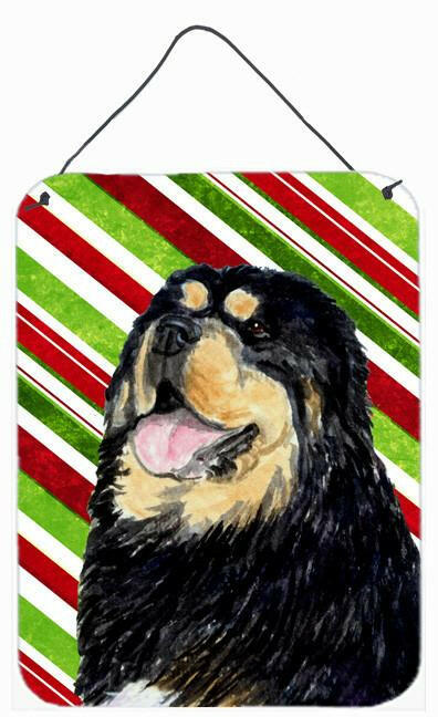 Tibetan Mastiff Candy Cane Holiday Christmas Metal Wall or Door Hanging Prints by Caroline's Treasures