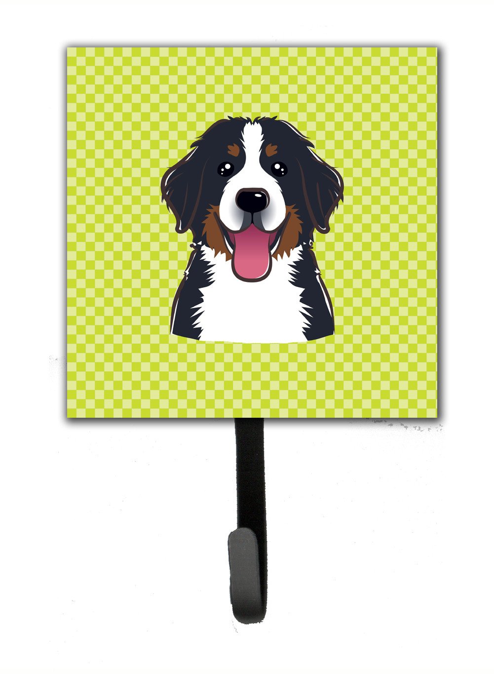 Checkerboard Lime Green Bernese Mountain Dog Leash or Key Holder BB1299SH4 by Caroline&#39;s Treasures