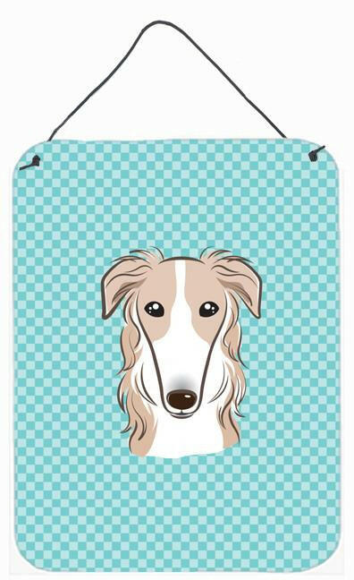 Checkerboard Blue Borzoi Wall or Door Hanging Prints BB1166DS1216 by Caroline&#39;s Treasures