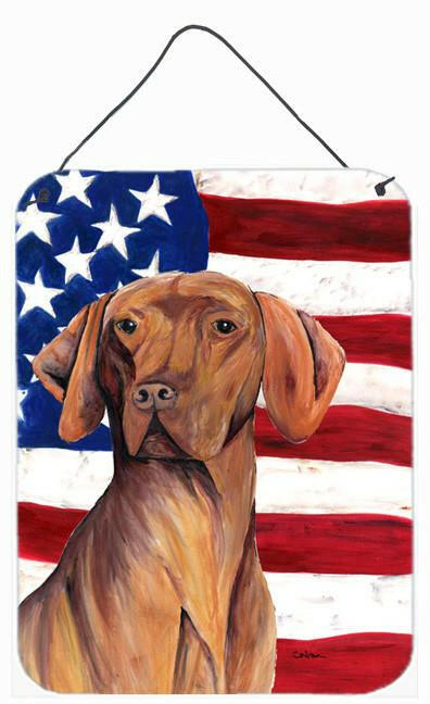 USA American Flag with Vizsla Aluminium Metal Wall or Door Hanging Prints by Caroline's Treasures