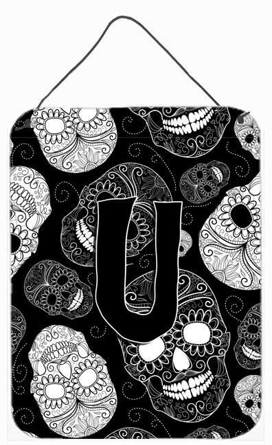 Letter U Day of the Dead Skulls Black Wall or Door Hanging Prints CJ2008-UDS1216 by Caroline's Treasures