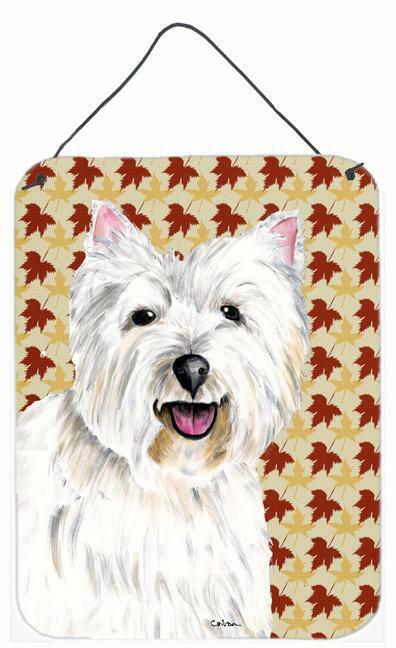 Westie Fall Leaves Portrait Aluminium Metal Wall or Door Hanging Prints by Caroline's Treasures