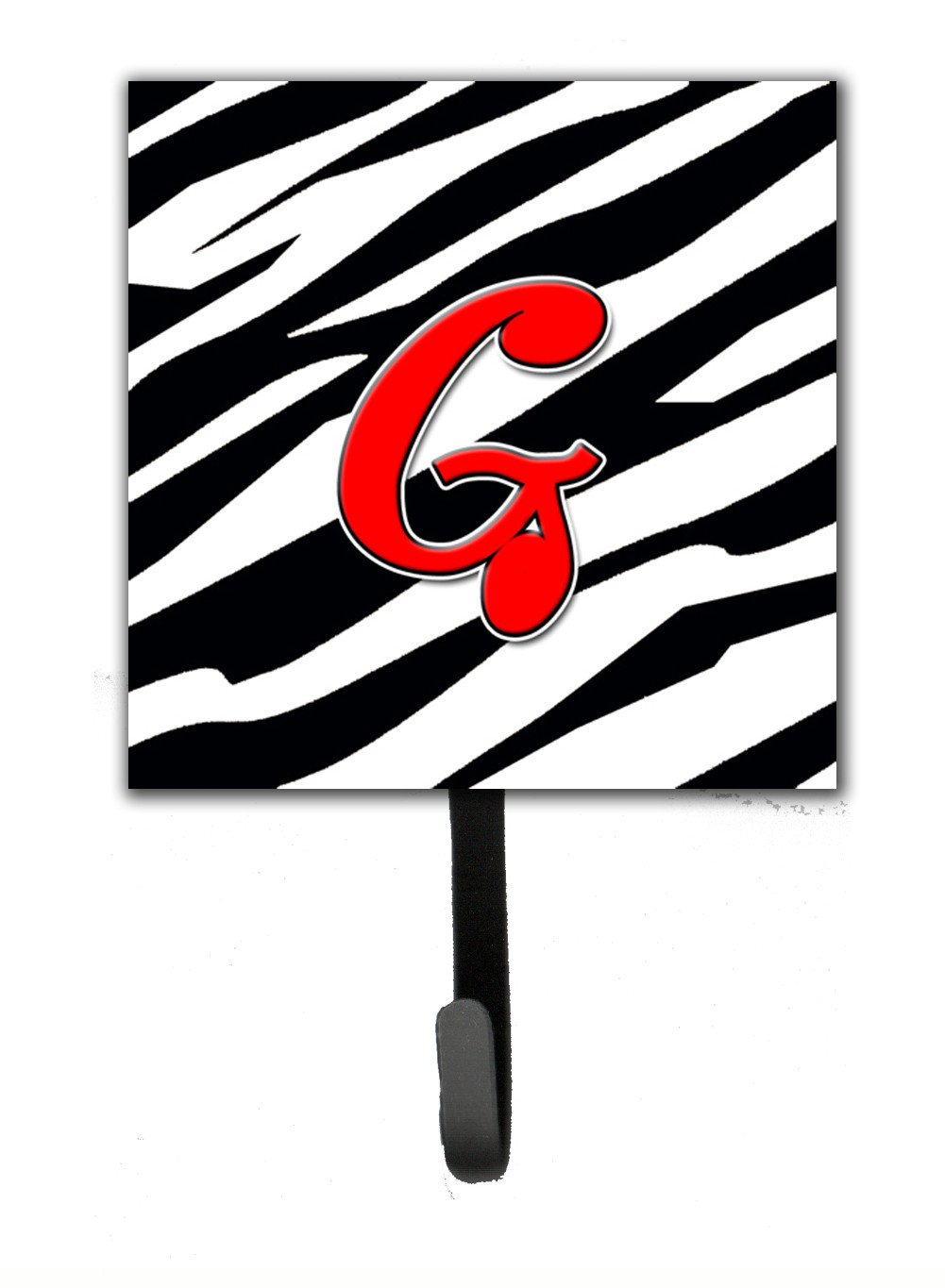 Letter G Initial Monogram - Zebra Red Leash Holder or Key Hook by Caroline's Treasures