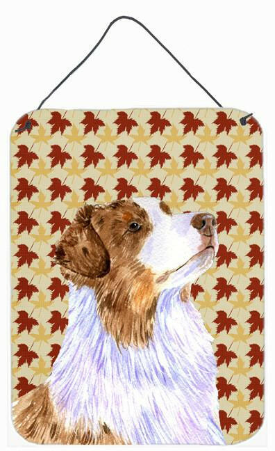 Australian Shepherd Fall Leaves Portrait Wall or Door Hanging Prints by Caroline&#39;s Treasures