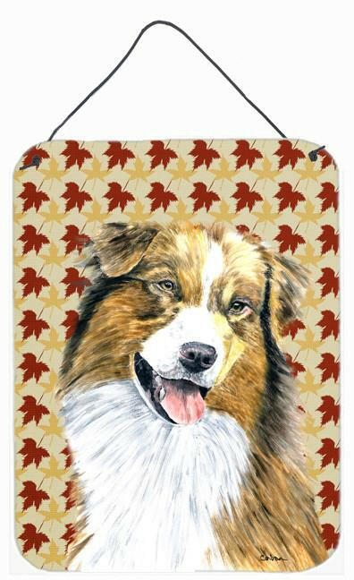 Australian Shepherd Fall Leaves Portrait Wall or Door Hanging Prints by Caroline&#39;s Treasures