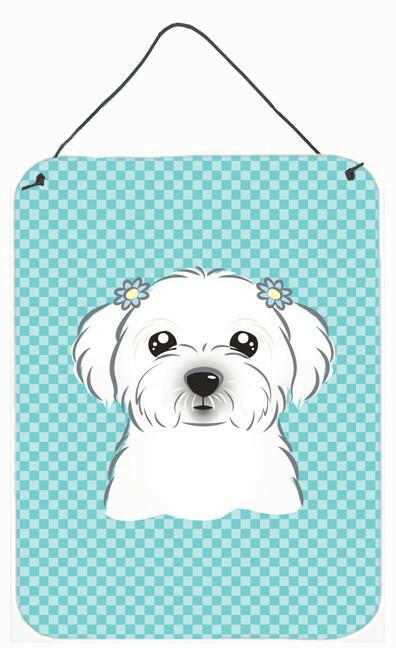 Checkerboard Blue Maltese Wall or Door Hanging Prints BB1146DS1216 by Caroline's Treasures