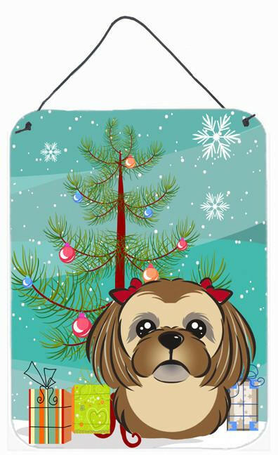 Christmas Tree and Chocolate Brown Shih Tzu Wall or Door Hanging Prints BB1621DS1216 by Caroline&#39;s Treasures