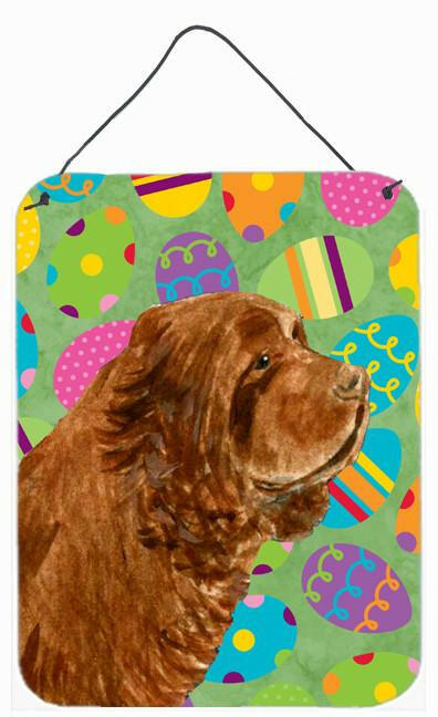 Sussex Spaniel Easter Eggtravaganza Aluminium Metal Wall or Door Hanging Prints by Caroline's Treasures