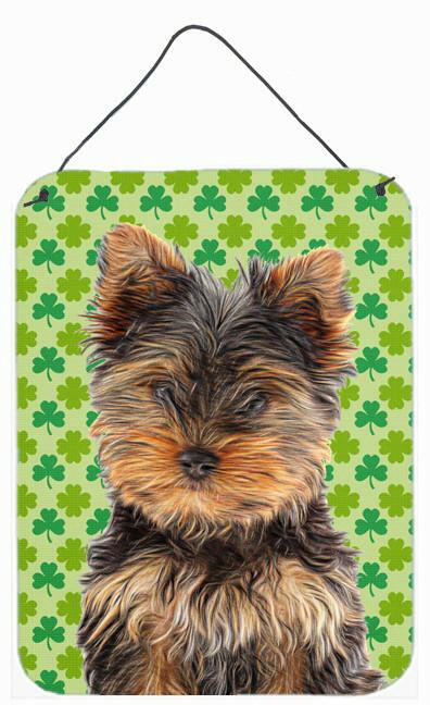 St. Patrick's Day Shamrock Yorkie Puppy / Yorkshire Terrier Wall or Door Hanging Prints KJ1202DS1216 by Caroline's Treasures