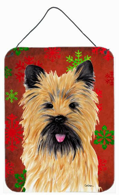 Cairn Terrier Red Snowflakes Holiday Christmas Metal Wall Door Hanging Prints by Caroline's Treasures