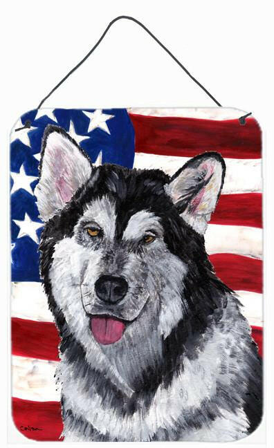 Alaskan Malamute USA Patriotic American Flag Wall or Door Hanging Prints SC9497DS1216 by Caroline's Treasures