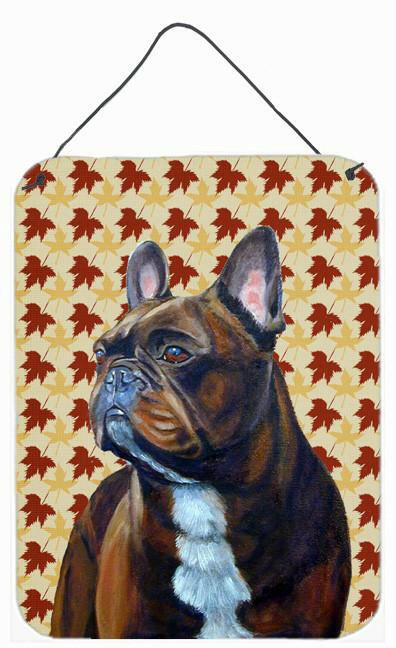 French Bulldog Fall Leaves Portrait Aluminium Metal Wall or Door Hanging Prints by Caroline&#39;s Treasures