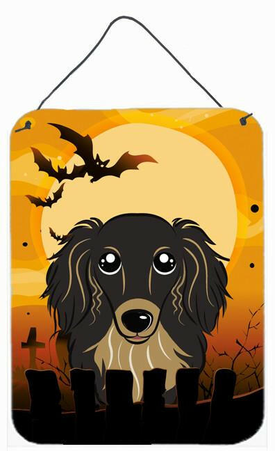 Halloween Longhair Black and Tan Dachshund Wall or Door Hanging Prints BB1771DS1216 by Caroline's Treasures