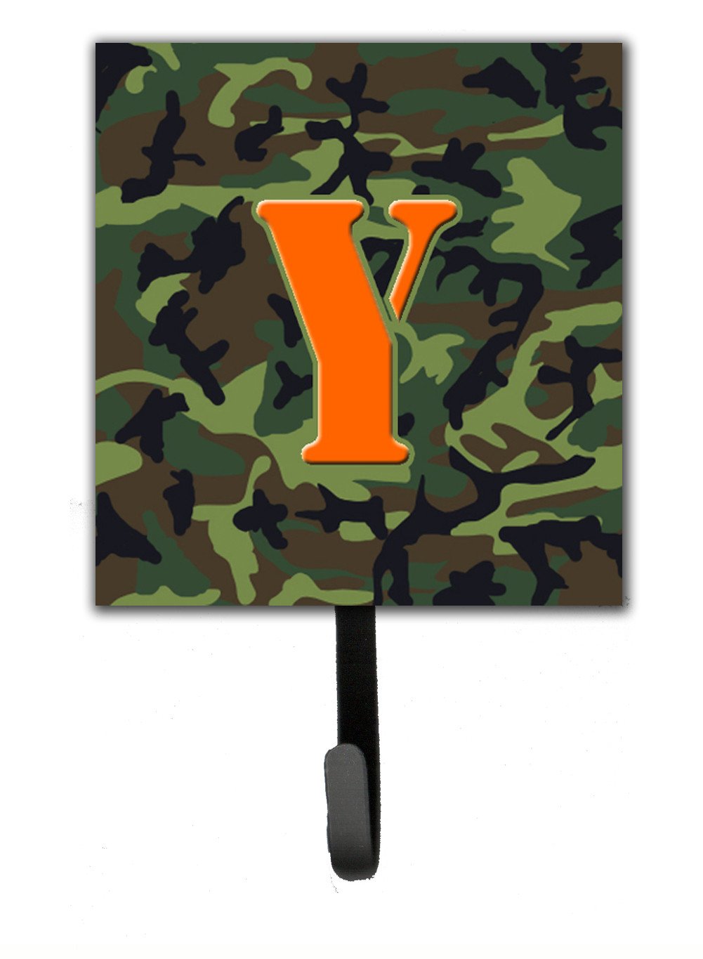 Letter Y Initial Monogram - Camo Green Leash Holder or Key Hook by Caroline&#39;s Treasures