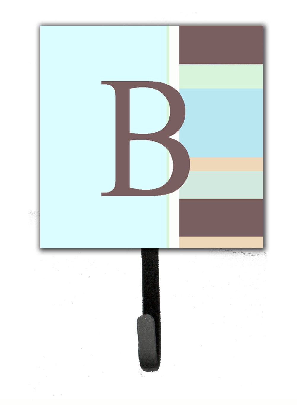 Letter B Initial Monogram - Blue Stripes Leash Holder or Key Hook by Caroline's Treasures