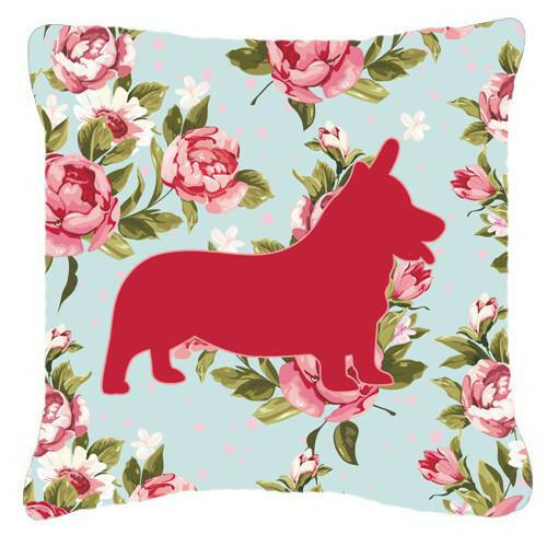 Corgi Shabby Chic Blue Roses   Canvas Fabric Decorative Pillow BB1069 - the-store.com