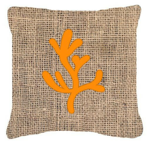 Coral Burlap and Orange   Canvas Fabric Decorative Pillow BB1103 - the-store.com