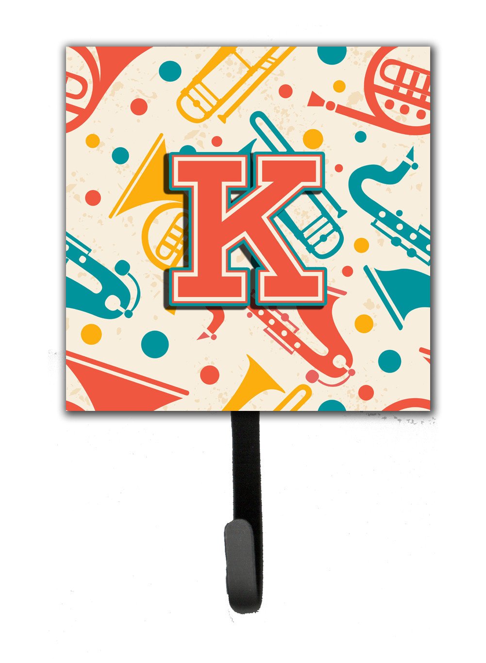 Letter K Retro Teal Orange Musical Instruments Initial Leash or Key Holder CJ2001-KSH4 by Caroline's Treasures