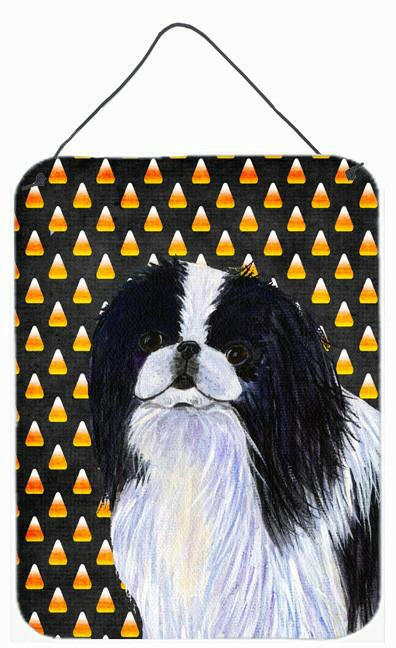 Japanese Chin Candy Corn Halloween Portrait Wall or Door Hanging Prints by Caroline&#39;s Treasures