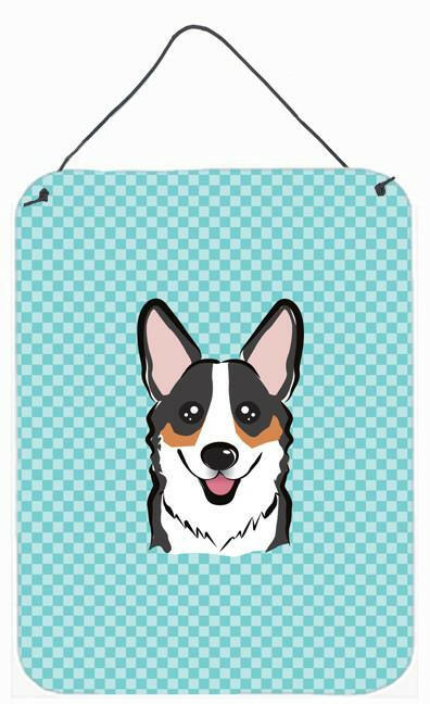 Checkerboard Blue Corgi Wall or Door Hanging Prints BB1193DS1216 by Caroline's Treasures