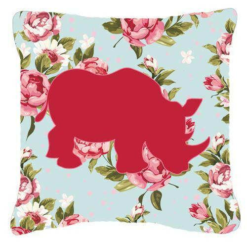 Rhinoceros Shabby Chic Blue Roses   Canvas Fabric Decorative Pillow BB1006 - the-store.com