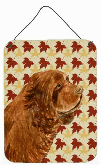 Sussex Spaniel Fall Leaves Portrait Aluminium Metal Wall or Door Hanging Prints by Caroline&#39;s Treasures