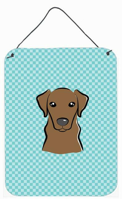 Checkerboard Blue Chocolate Labrador Wall or Door Hanging Prints BB1172DS1216 by Caroline&#39;s Treasures