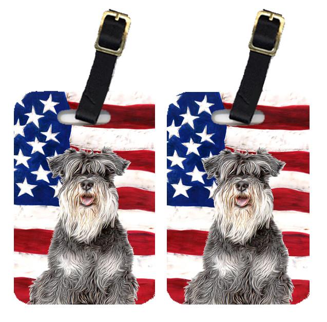 Pair of USA American Flag with Schnauzer Luggage Tags KJ1157BT by Caroline&#39;s Treasures