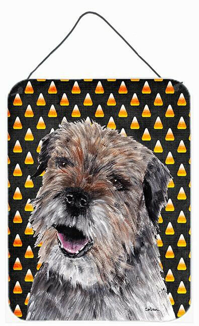 Border Terrier Halloween Candy Corn Aluminium Metal Wall or Door Hanging Prints by Caroline's Treasures