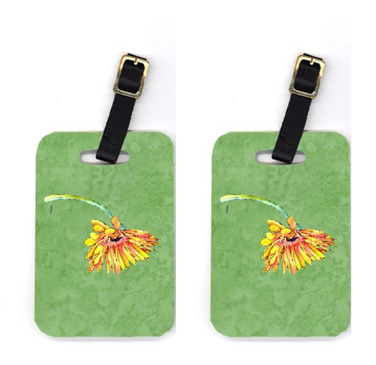 Pair of Gerber Daisy Orange Luggage Tags by Caroline's Treasures