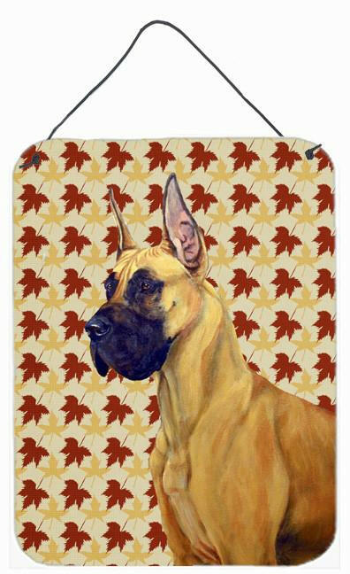 Great Dane Fall Leaves Portrait Aluminium Metal Wall or Door Hanging Prints by Caroline's Treasures