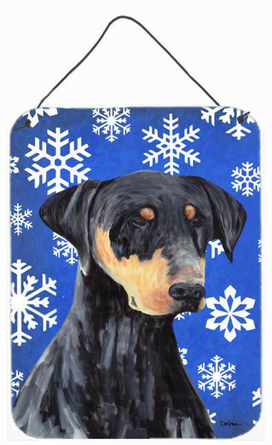 Doberman Winter Snowflakes Holiday Aluminium Metal Wall or Door Hanging Prints by Caroline's Treasures