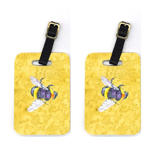 Pair of Bee on Yellow Luggage Tags by Caroline&#39;s Treasures